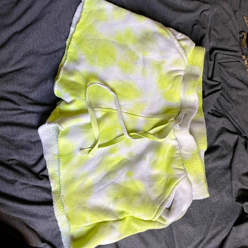 Free people green and white tie-dye shorts